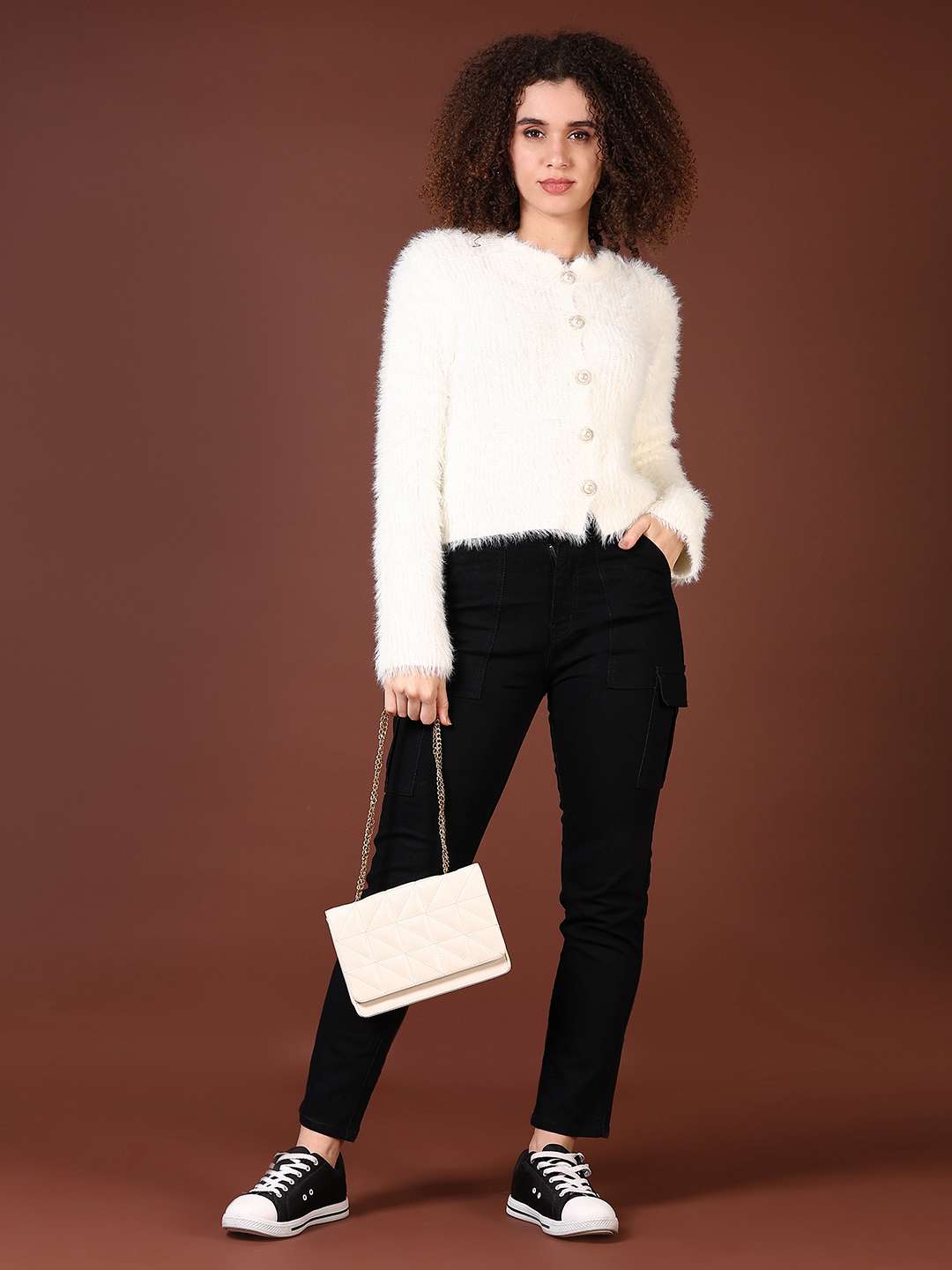 women solid long sleeve crop cardigan - 21939339 -  Standard Image - 5