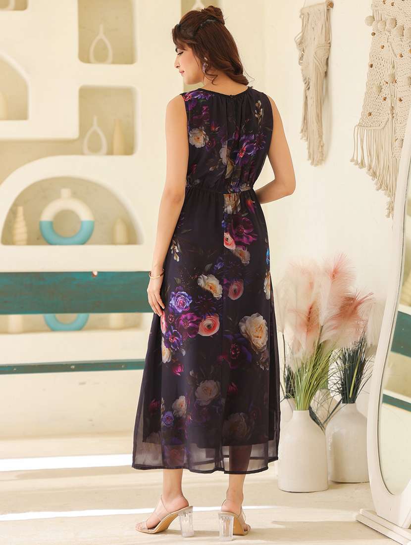 women floral print sleeveless a-line dress with pocket - 21939362 - Standard Image - 3
