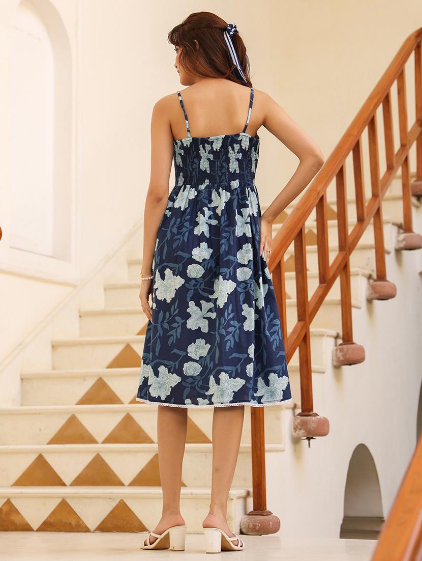 women printed shoulder strap fit & flare dress - 21939363 - Standard Image - 3