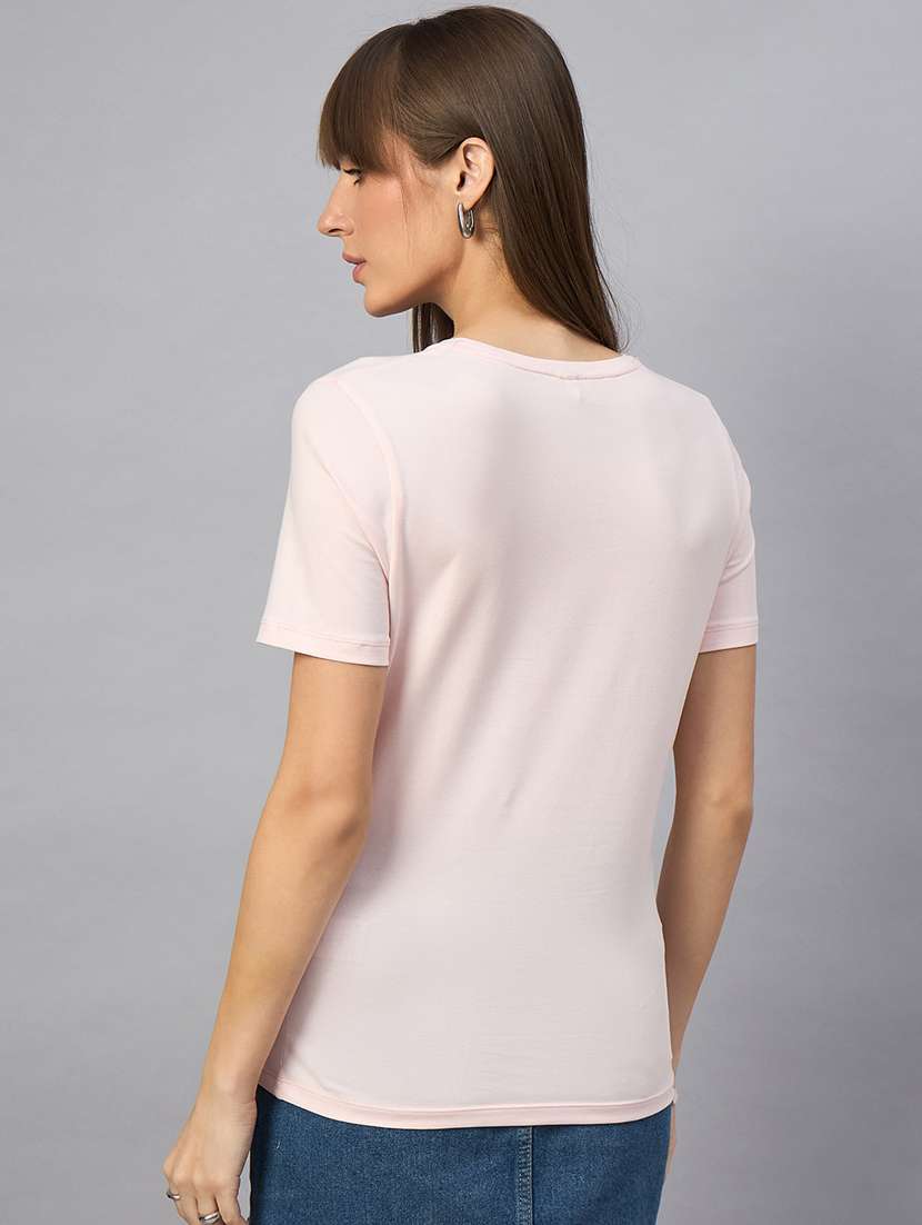 women solid short sleeve regular fit t-shirt - 21939412 -  Standard Image - 3