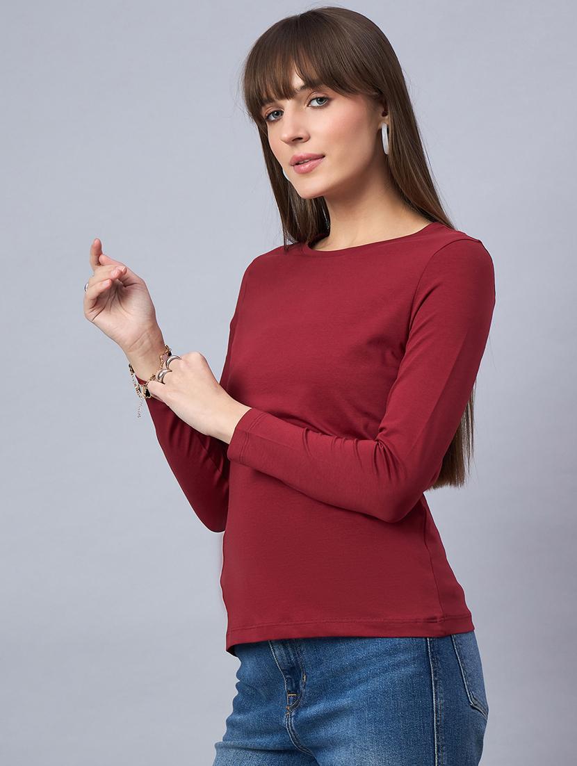 women solid long sleeve regular fit t-shirt