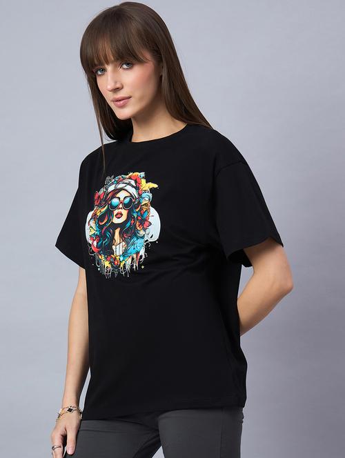 women printed short sleeve loose fit t-shirt - 21939415 -  Standard Image - 0