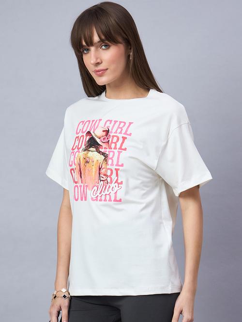 women printed short sleeve loose fit t-shirt - 21939416 - Standard Image - 0
