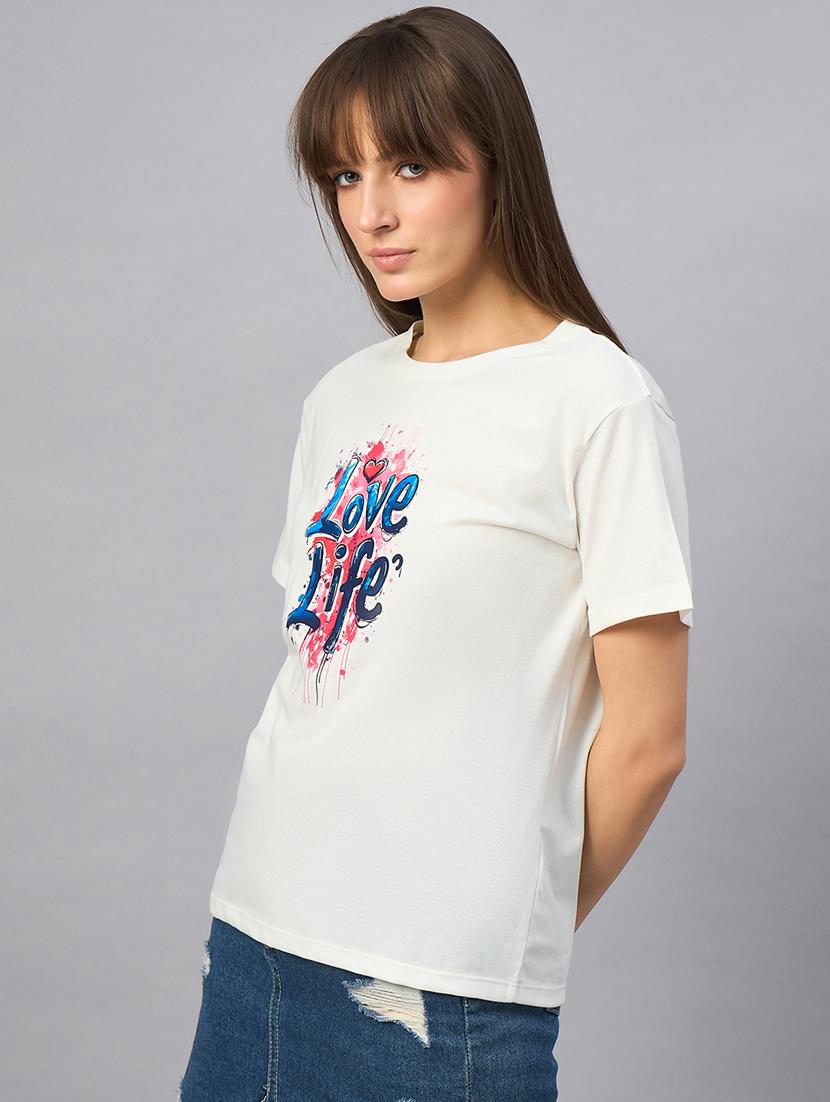women printed short sleeve loose fit t-shirt