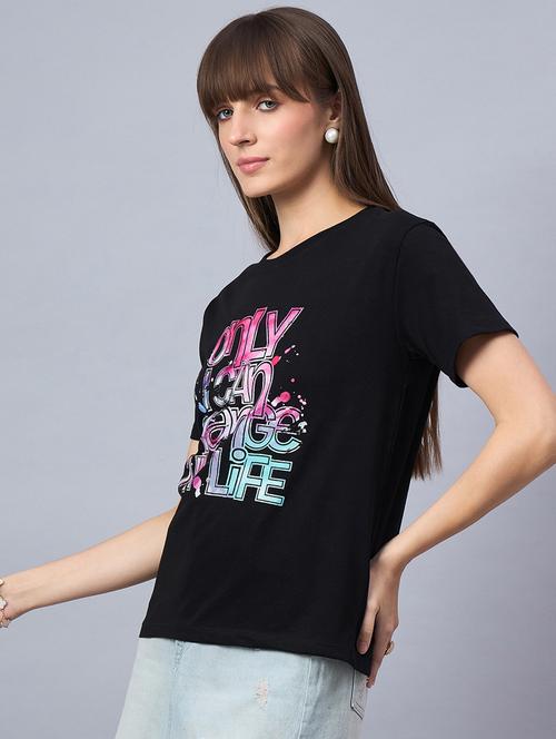 women printed short sleeve loose fit t-shirt - 21939420 - Standard Image - 0