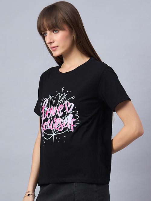 women printed short sleeve loose fit t-shirt - 21939423 - Standard Image - 0