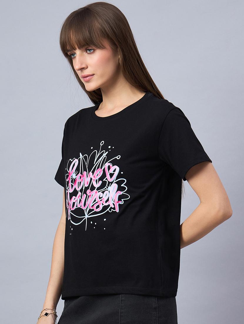women printed short sleeve loose fit t-shirt