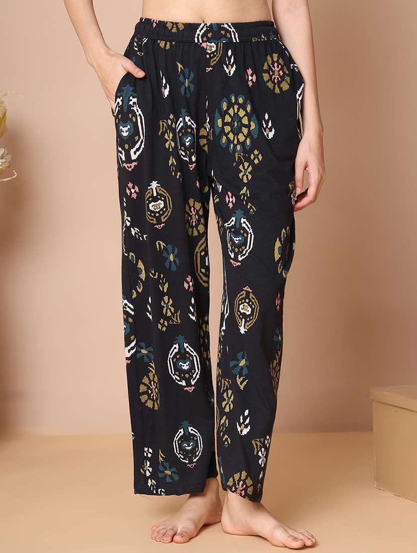 women printed mid rise full length pajama