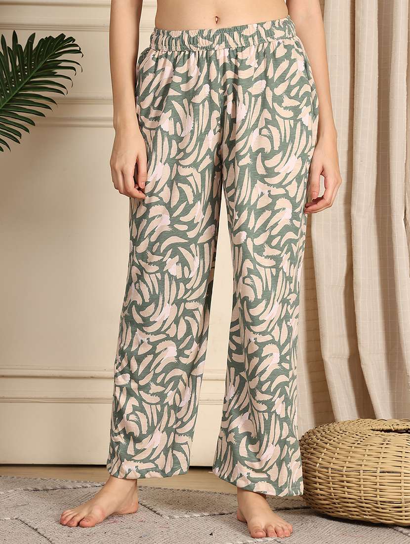 women printed mid rise full length pajama