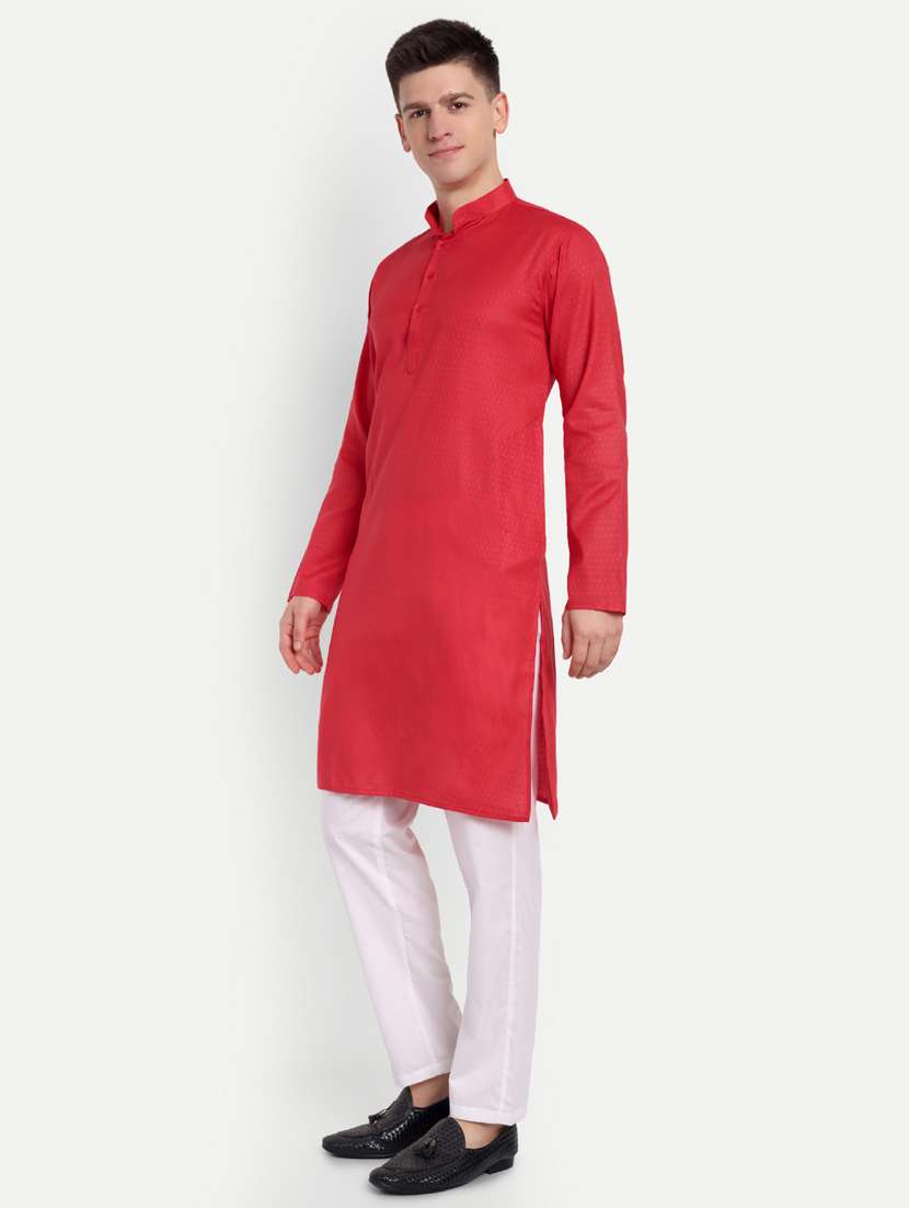 men mandarin neck kurta with trousers ethnic wear set - 21939558 -  Standard Image - 3