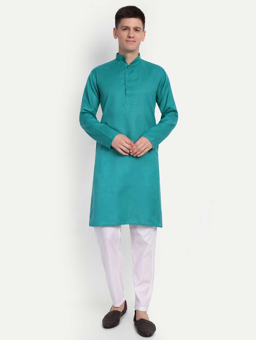 men mandarin neck kurta with trousers ethnic wear set - 21939559 - Zoom Image - 0