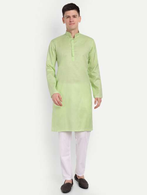 men mandarin neck kurta with trousers ethnic wear set