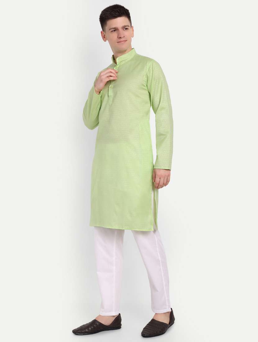 men mandarin neck kurta with trousers ethnic wear set - 21939560 -  Standard Image - 3