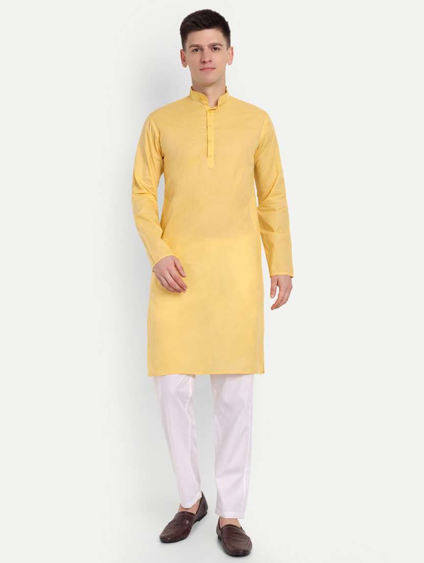 men mandarin neck kurta with trousers ethnic wear set