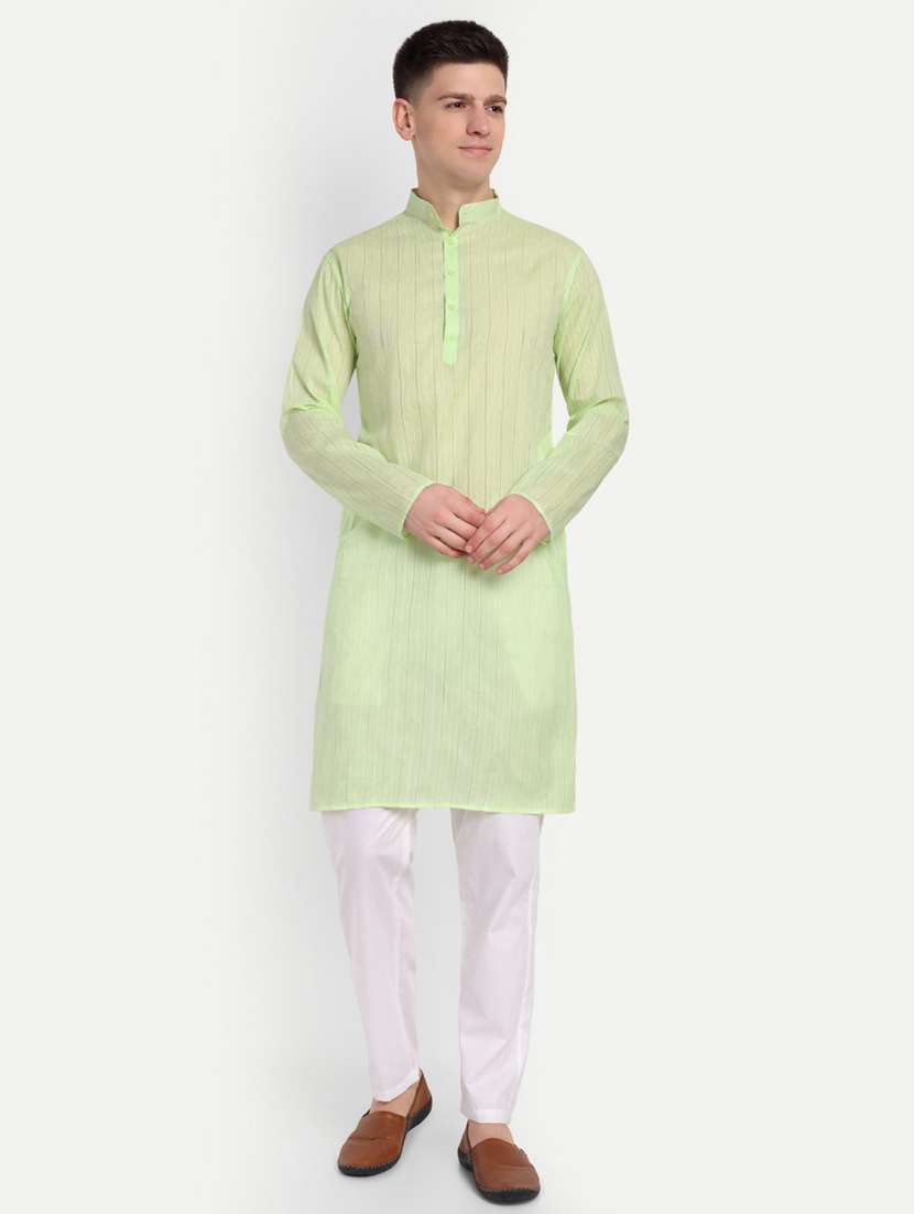 men mandarin neck kurta with trousers ethnic wear set