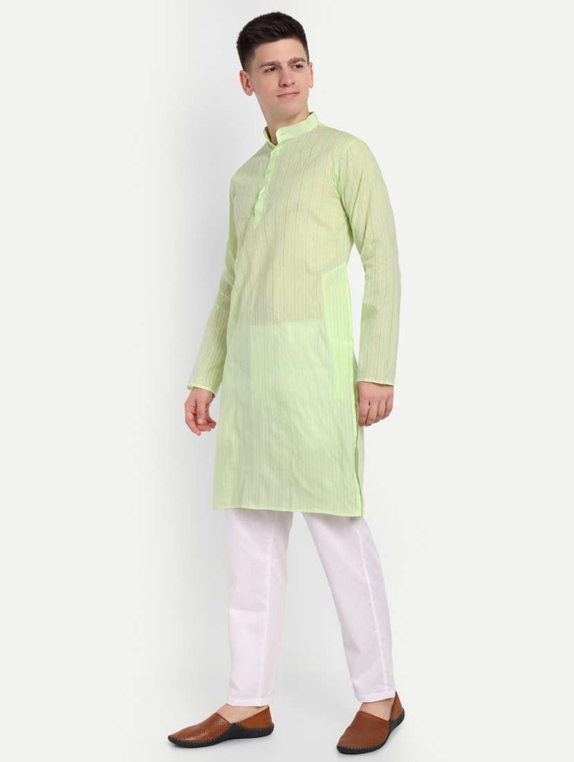men mandarin neck kurta with trousers ethnic wear set - 21939564 -  Standard Image - 3