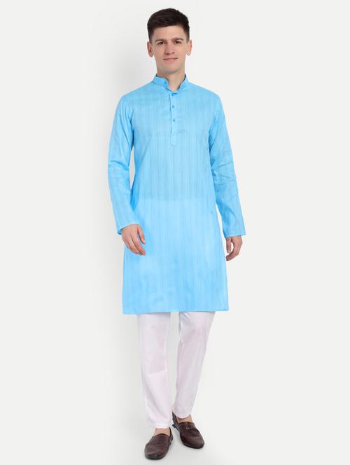 men mandarin neck kurta with trousers ethnic wear set - 21939565 - Standard Image - 0