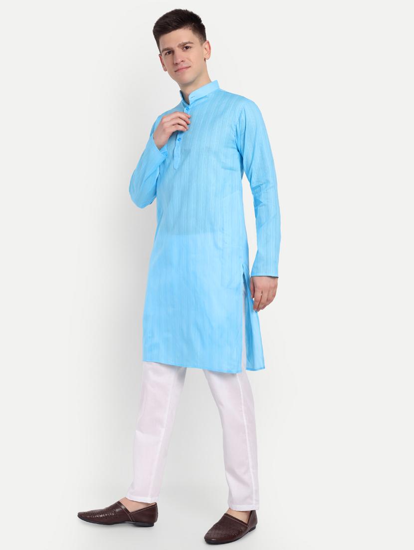 men mandarin neck kurta with trousers ethnic wear set - 21939565 - Standard Image - 3