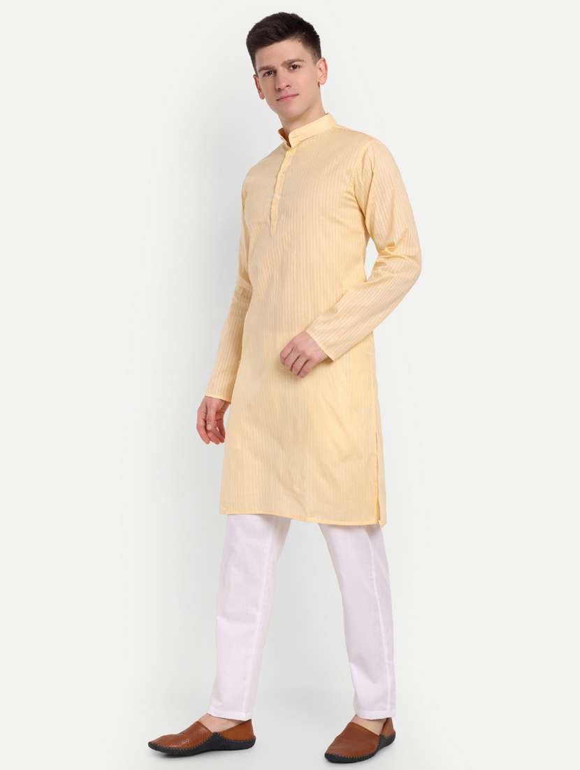men mandarin neck kurta with trousers ethnic wear set - 21939566 -  Standard Image - 3