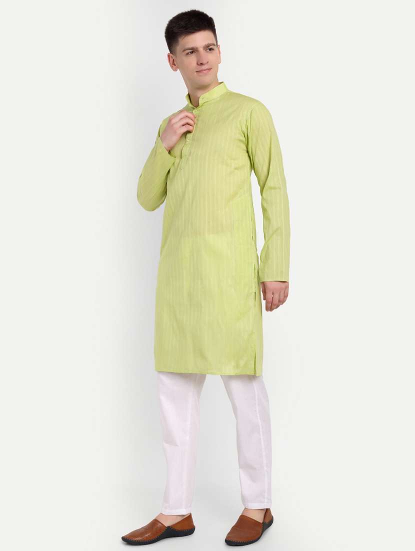 men mandarin neck kurta with trousers ethnic wear set - 21939567 -  Standard Image - 3