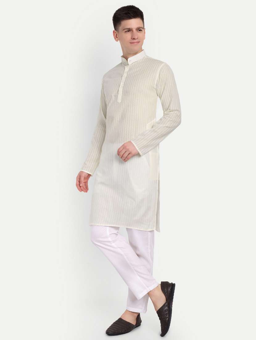 men mandarin neck kurta with trousers ethnic wear set - 21939569 -  Standard Image - 3