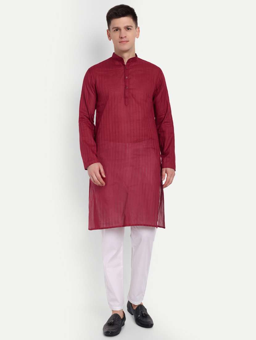 men mandarin neck kurta with trousers ethnic wear set