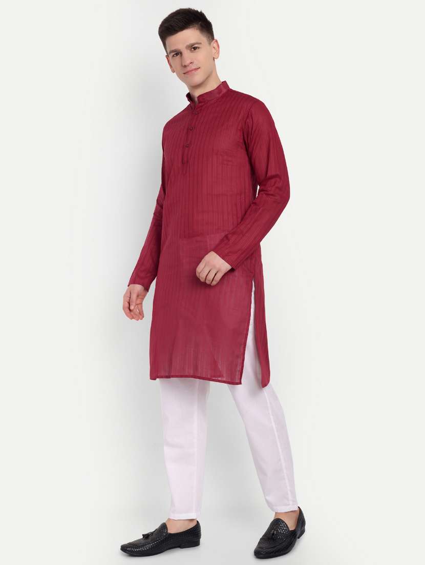 men mandarin neck kurta with trousers ethnic wear set - 21939572 -  Standard Image - 3