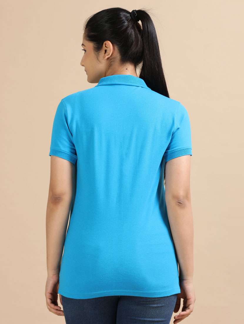 women solid short sleeve slim fit polo t-shirt - 21939606 -  Standard Image - 3