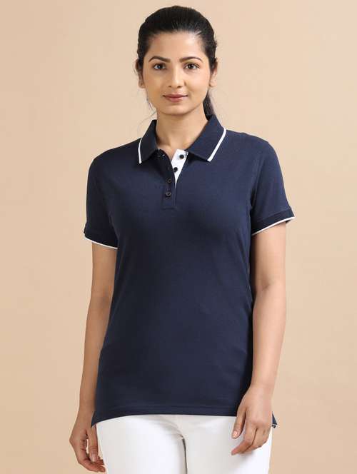 women solid short sleeve slim fit polo t-shirt - 21939611 - Standard Image - 0