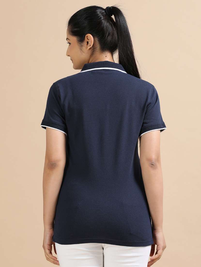women solid short sleeve slim fit polo t-shirt - 21939611 - Standard Image - 3