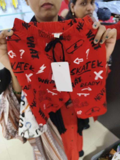 red cotton single jersey shorts & three fourth - 21939638 - Standard Image - 0