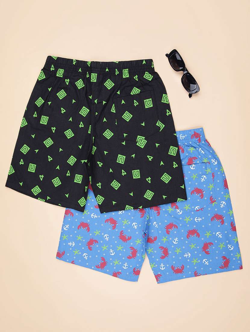 boys pack of 2 printed mid rise regular fit shorts