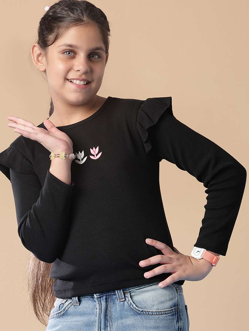 girls embroidered long sleeve t-shirt