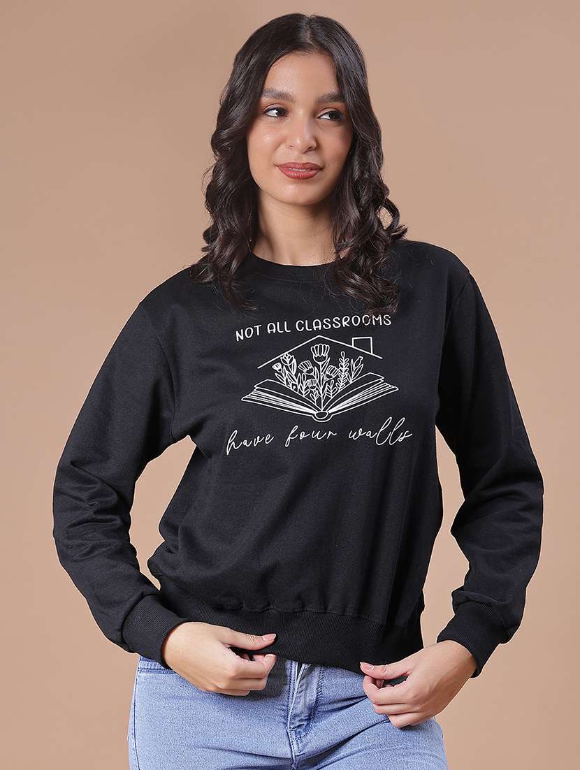 women chest print long sleeve sweatshirt