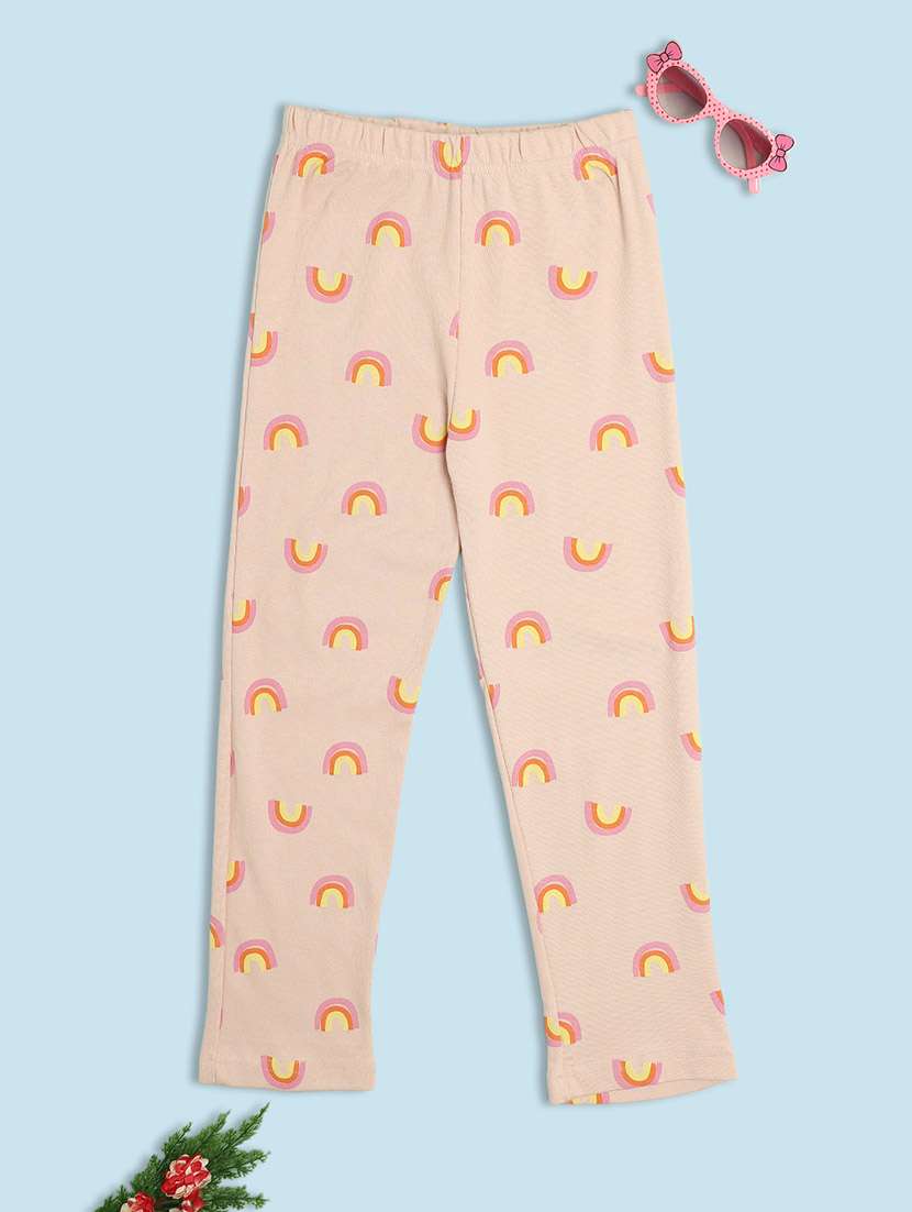 girls peach cotton blend legging