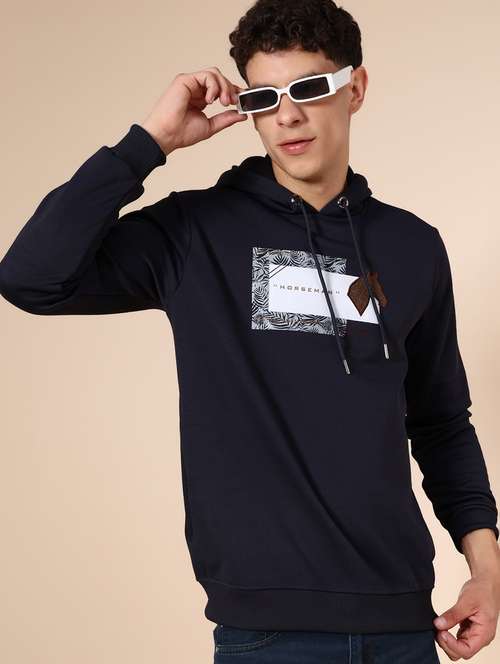 men chest print long sleeve hooded sweatshirt - 21939754 -  Standard Image - 0