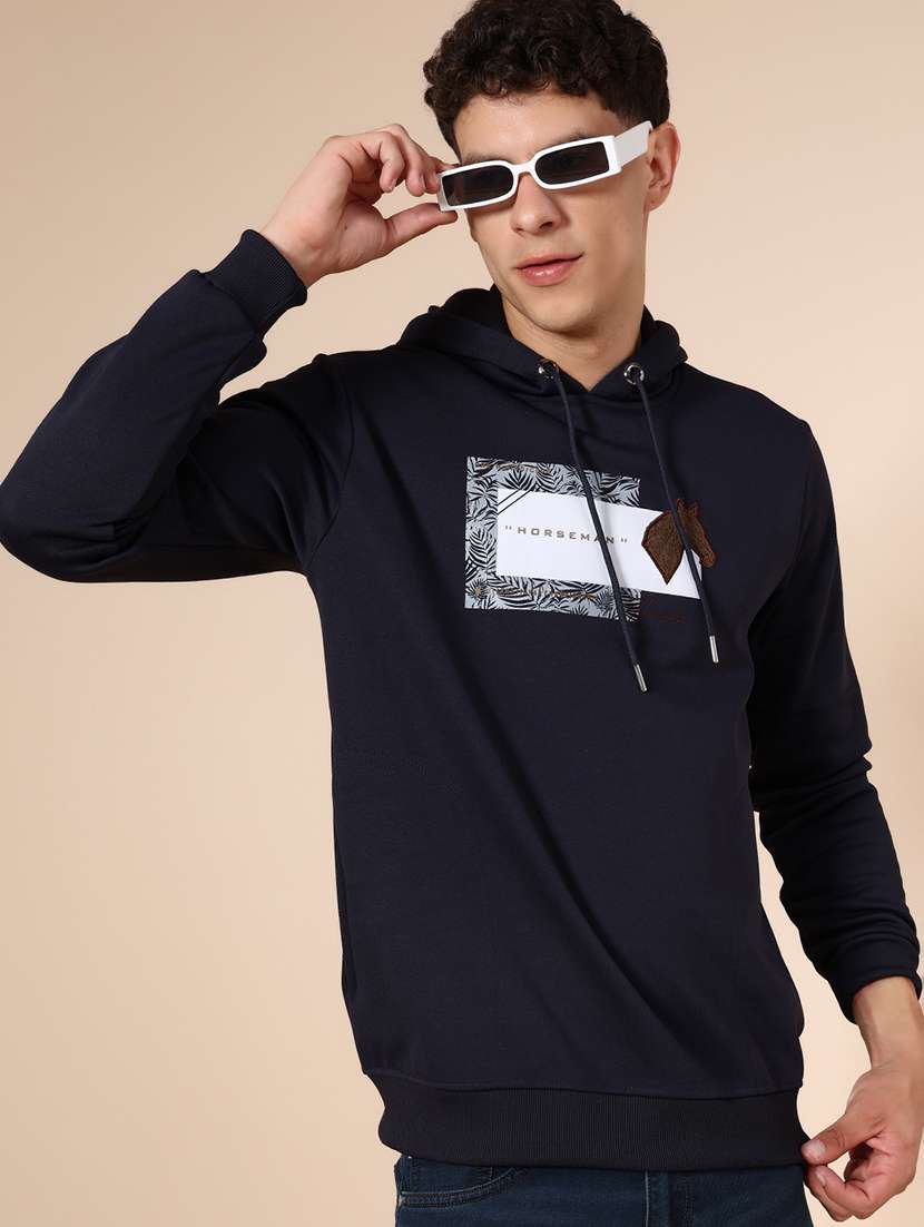 men chest print long sleeve hooded sweatshirt - 21939754 -  Zoom Image - 0