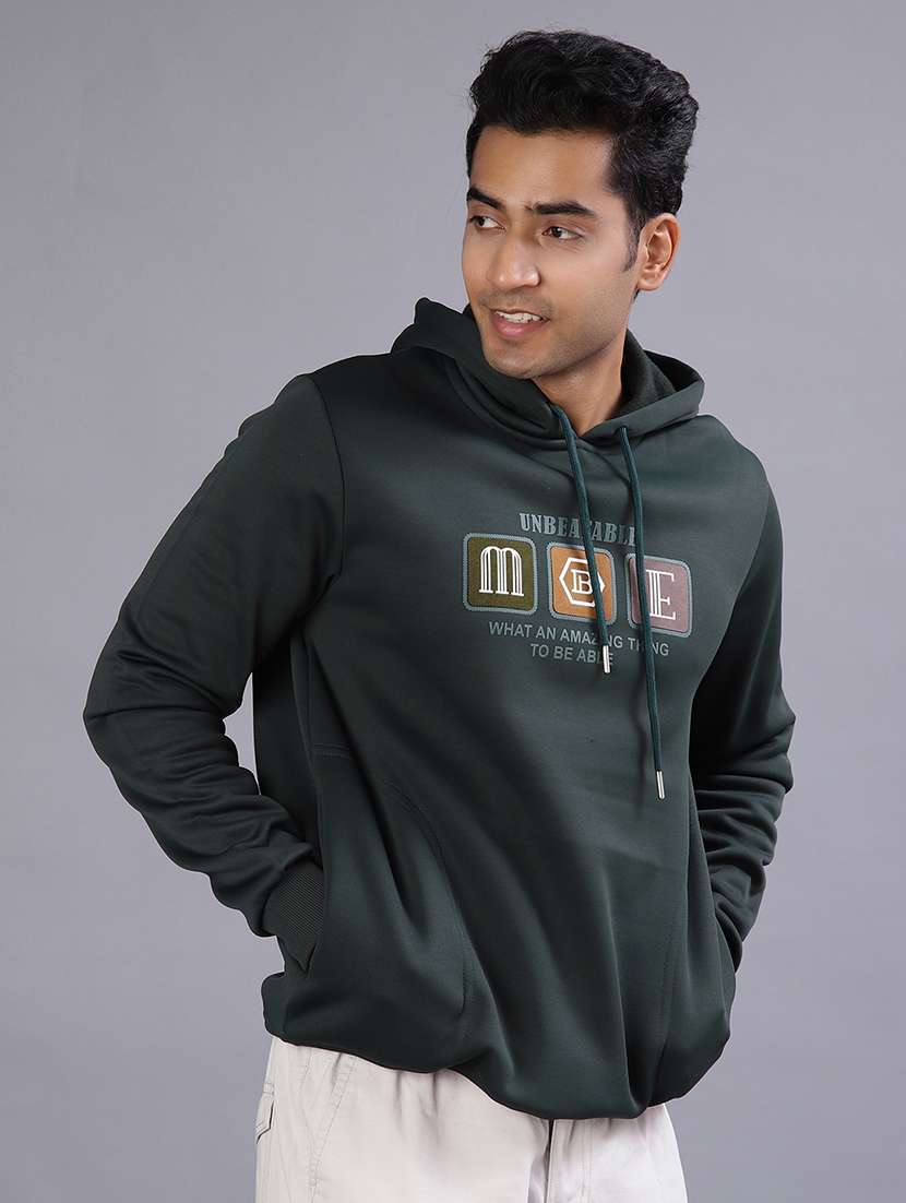 men chest print long sleeve hooded sweatshirt - 21939756 -  Standard Image - 5