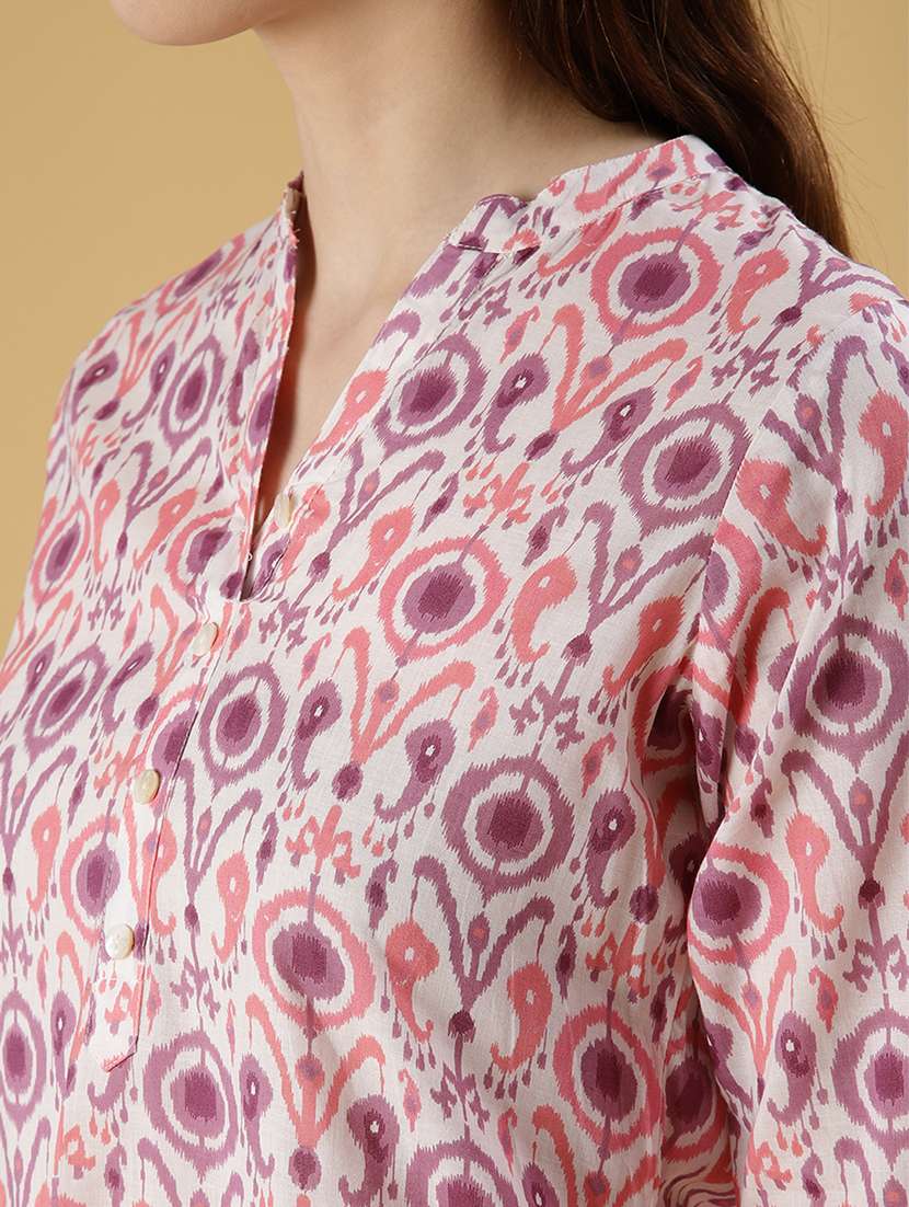 women printed three quarter sleeve straight kurta - 21939781 - Standard Image - 5