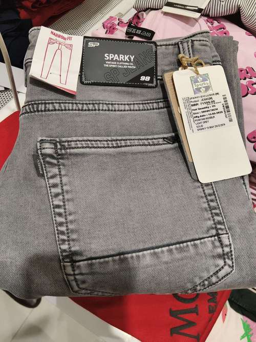 light grey cotton knitted denim jeans - 21939797 - Standard Image - 0