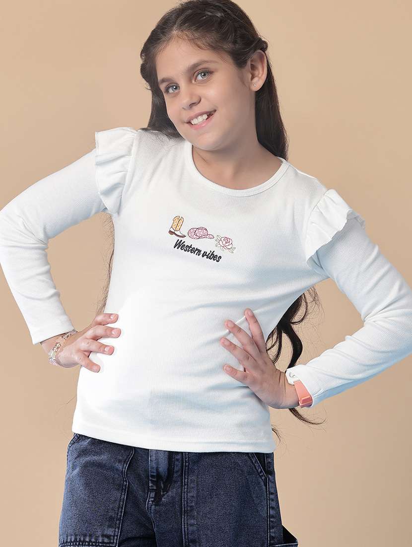 girls embroidered long sleeve t-shirt