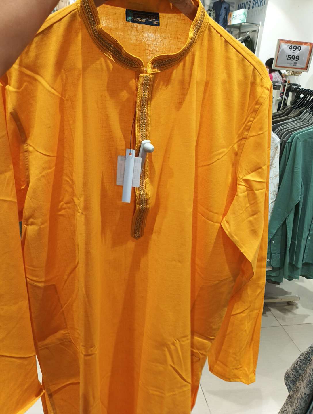 yellow polyester kurta - 21939826 - Zoom Image - 0