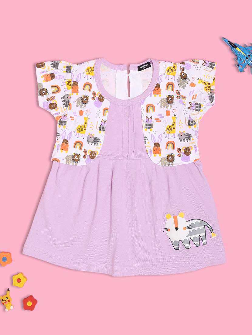 girls purple cotton blend frock