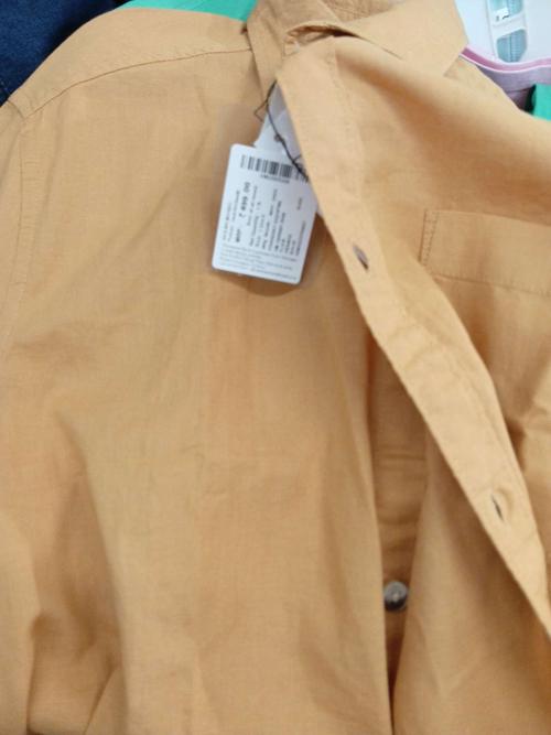 orange slub casual shirt - 21939851 - Standard Image - 0
