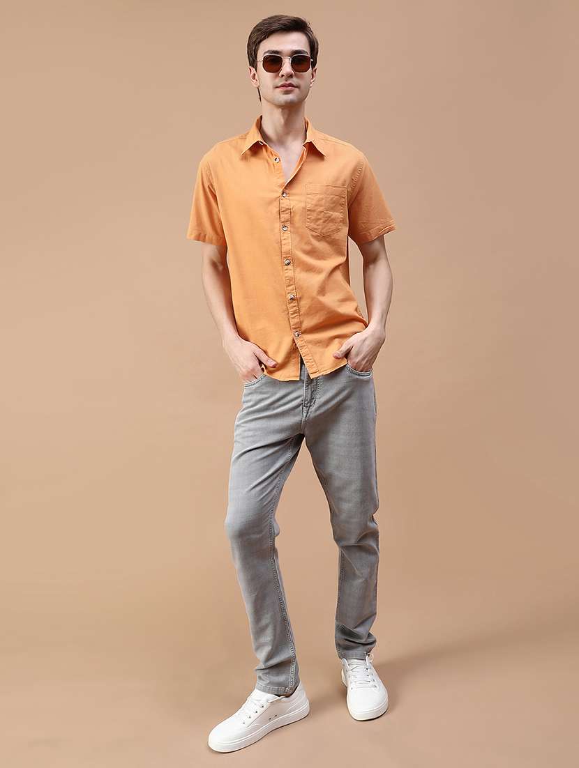 men solid short sleeve regular fit casual shirt - 21939851 -  Standard Image - 3