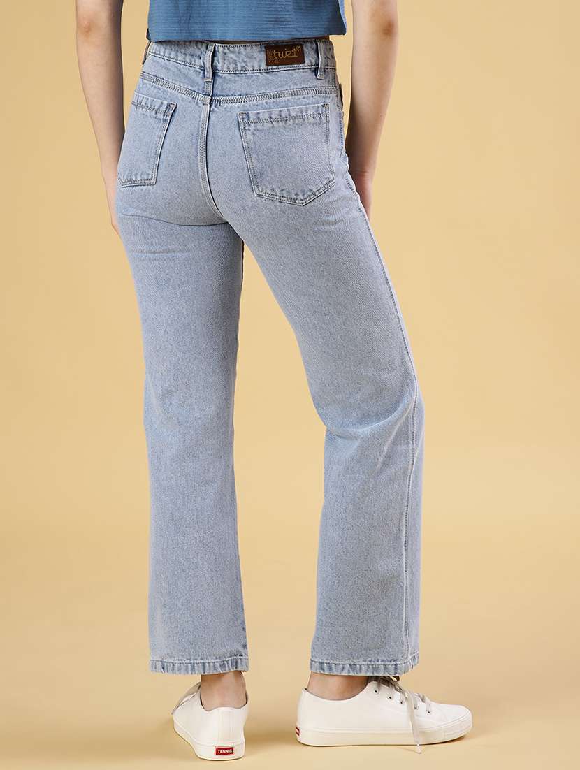 women solid mid rise staright fit jean - 21939866 - Standard Image - 3