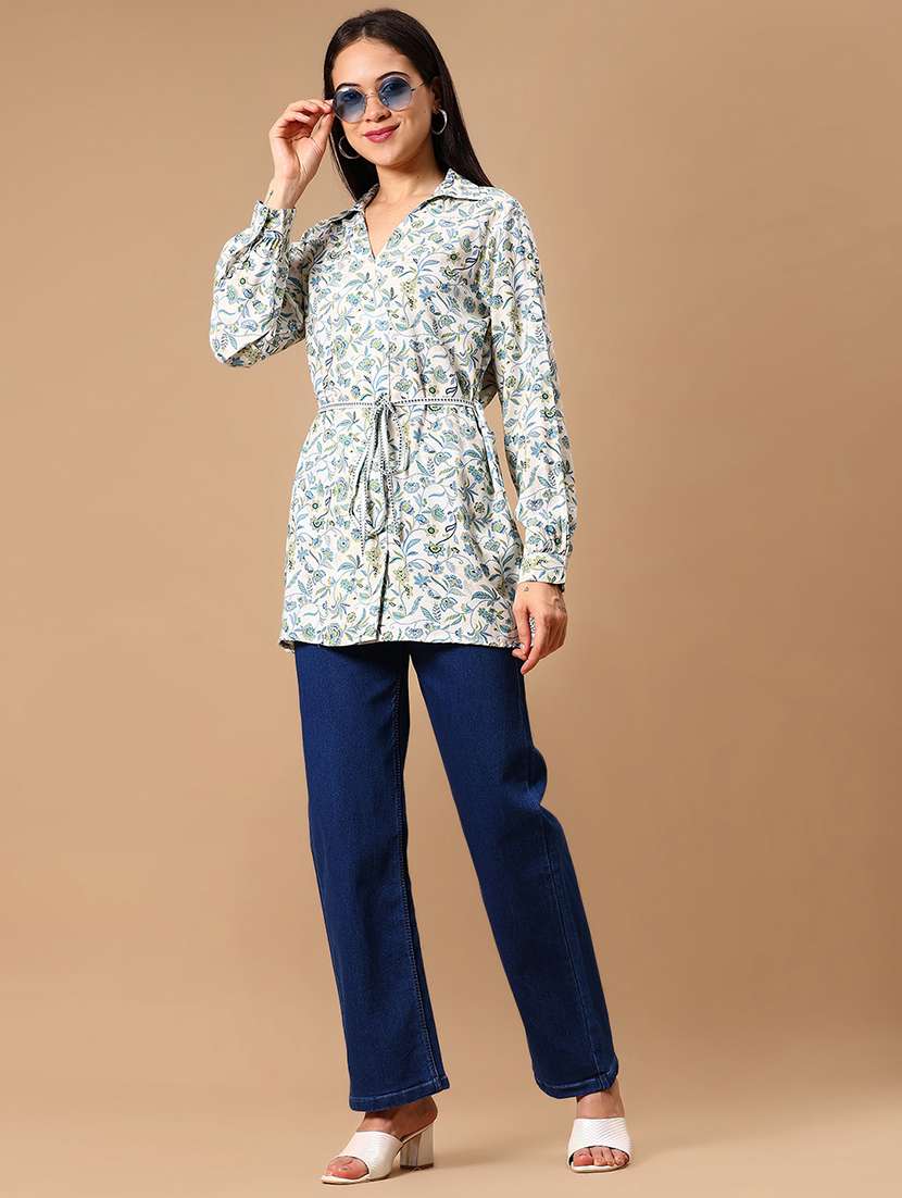 women white floral printed long sleeve long top - 21940160 - Standard Image - 5