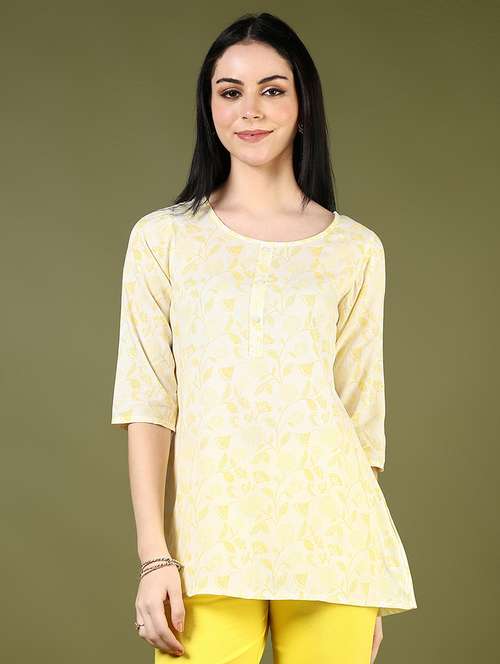 women three quarter sleeve straight kurti - 21940167 -  Standard Image - 0
