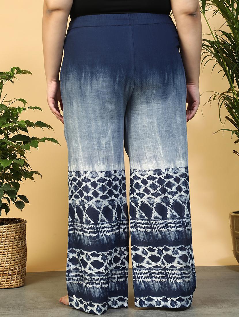 women plus size printed straight palazzo - 21940220 - Standard Image - 3
