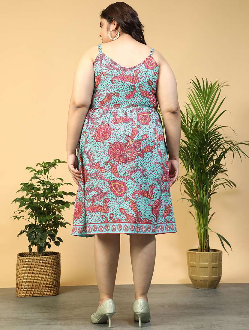 women plus size printed shoulder strap a-line dress - 21940223 -  Standard Image - 5